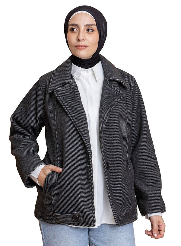Black RD - Short Jacquard Jacket - Khotwh